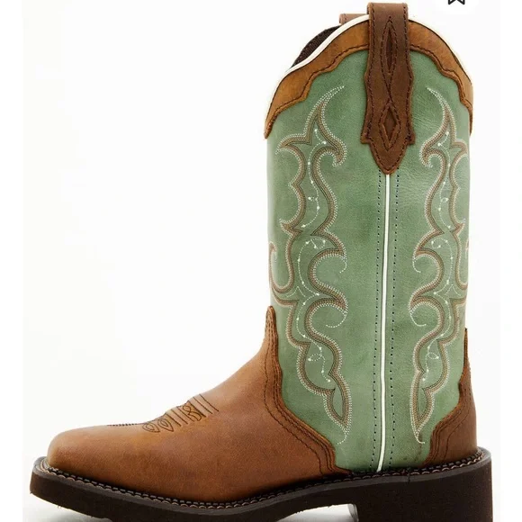 JUSTIN WOMEN'S RAYA WESTERN BOOTS - BROAD SQUARE TOE  Size 7B NWT - Picture 3 of 9